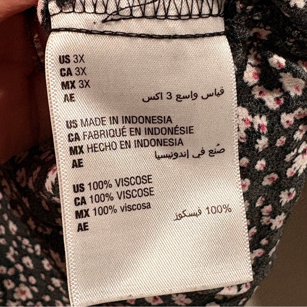 ON 34th Black Floral Button Blouse Plus Size 3X Long Sleeve Fall Top - Picture 5 of 8